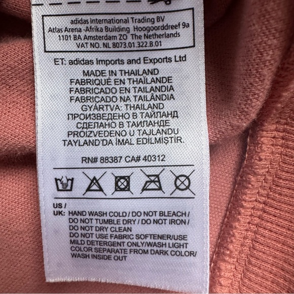 Adidas Pink (salmon color) Crewneck Sweatshirt & Velvet Accents Size Small - Picture 7 of 9